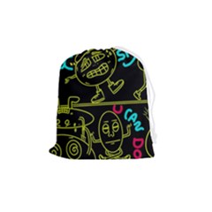 Keep Smiling Doodle Drawstring Pouch (medium) by Cemarart