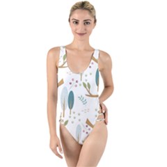 Pattern Sloth Woodland High Leg Strappy Swimsuit by Hannah976