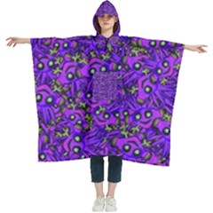 Ugly Funny Monster Bird Illustration Motif Random Pattern Bk Women s Hooded Rain Ponchos by dflcprintsclothing