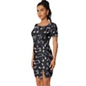 Chalk Music Notes Signs Seamless Pattern Fitted Knot Split End Bodycon Dress View2