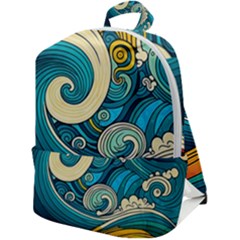 Waves Ocean Sea Abstract Whimsical Abstract Art 3 Zip Up Backpack by Ndabl3x