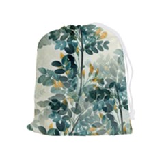 Vintage Retro Flowers Leaves Foliage Plants Drawstring Pouch (xl) by Ndabl3x