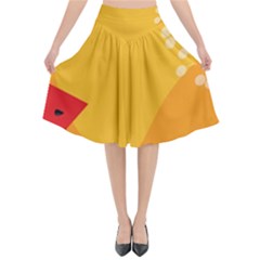 Watermelon Flower Flared Midi Skirt by Bedest