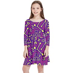 Background Doodles Math Kids  Quarter Sleeve Skater Dress by Bedest