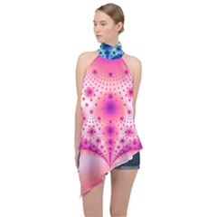 Pattern Halter Asymmetric Satin Top by 2607694c