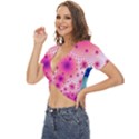 Pattern Twist Front Crop Top View2