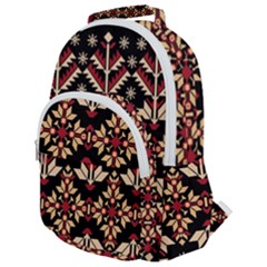 Vector Illustration Of Ukrainian Folk Seamless Pattern Ethnic Ornament Border Element Traditional Rounded Multi Pocket Backpack by Bedest