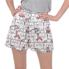 Cute Cat Chef Cooking Seamless Pattern Cartoon Women s Ripstop Shorts by Bedest