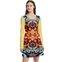 Gelb floral Long Sleeve Velour Skater Dress View3