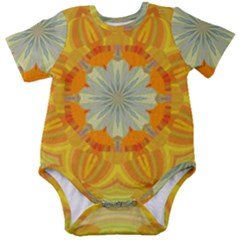 Sunshine Sunny Sun Abstract Yellow Baby Short Sleeve Bodysuit by Ravend
