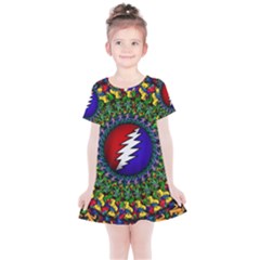 Grateful Dead Bear Pattern Kids  Simple Cotton Dress by Maspions
