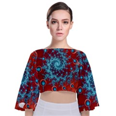 Fractal Pattern Background Tie Back Butterfly Sleeve Chiffon Top by Ket1n9