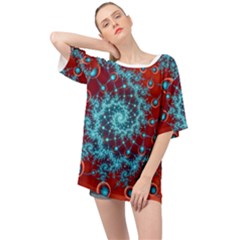 Fractal Pattern Background Oversized Chiffon Top by Ket1n9