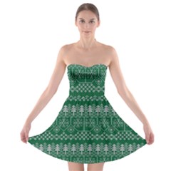 Christmas Knit Digital Strapless Bra Top Dress by Mariart
