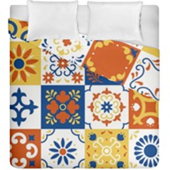 Mexican Talavera Pattern Ceramic Tiles With Flower Leaves Bird Ornaments Traditional Majolica Style Duvet Cover Double Side (king Size) by Ket1n9