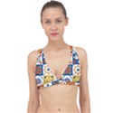 Mexican Talavera Pattern Ceramic Tiles With Flower Leaves Bird Ornaments Traditional Majolica Style Classic Banded Bikini Top View1