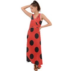Abstract-bug-cubism-flat-insect V-neck Chiffon Maxi Dress by Ket1n9
