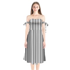 Barcode Pattern Shoulder Tie Bardot Midi Dress by Ket1n9