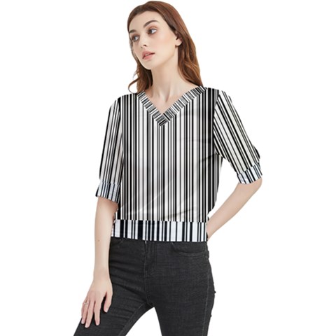 Barcode Pattern Quarter Sleeve Blouse by Ket1n9