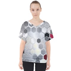 Honeycomb Pattern V-neck Dolman Drape Top by Ket1n9