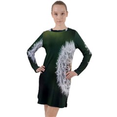 White Flower Long Sleeve Hoodie Dress by Azkajaya