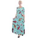 Pattern With Koi Fishes Half Sleeves Maxi Dress View1