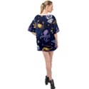 Marine Seamless Pattern Thin Line Memphis Style Oversized Chiffon Top View2