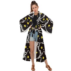Cat Pattern Pet Drawing Eyes Maxi Kimono by Loisa77