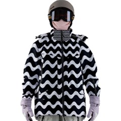 Wave Pattern Wavy Halftone Women s Zip Ski And Snowboard Waterproof Breathable Jacket by Loisa77