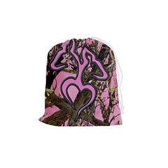 Pink Browning Deer Glitter Camo Camouflage Drawstring Pouch (medium) by Loisa77