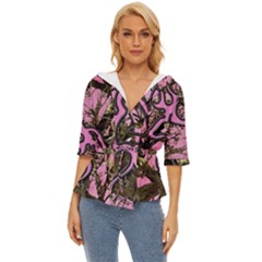 Pink Browning Deer Glitter Camo Camouflage Lightweight Drawstring Hooded Top by Loisa77