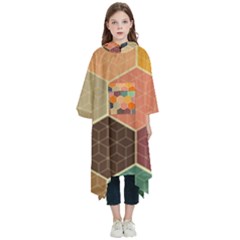 Hexagonal Pattern Vector Kids  Hooded Rain Ponchos by Loisa77