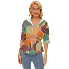 Hexagonal Pattern Vector Lightweight Drawstring Hooded Top by Loisa77