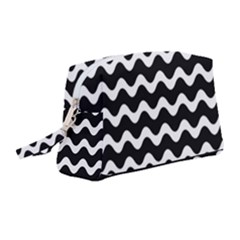 Wave-black White Wristlet Pouch Bag (medium) by kyorashop23