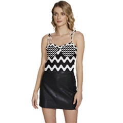 Wave-black White Flowy Camisole Tie Up Top by kyorashop23