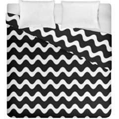 Wave-black White Duvet Cover Double Side (king Size) by kyorashop23
