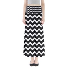 Wave-black White Full Length Maxi Skirt by kyorashop23