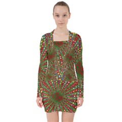 Emoji Hearts Valentine Universe V-neck Bodycon Long Sleeve Dress by Paksenen