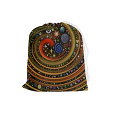 Swirl Vortex Emoji Cyclone Motion Art Drawstring Pouch (large) by Paksenen