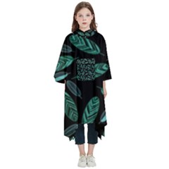 Leaves Pattern Abstract Blade Kids  Hooded Rain Ponchos by Loisa77