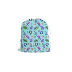 Sea Ocean Sealife Turtle Jellyfish Drawstring Pouch (small) by Loisa77