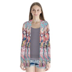 Whimsical Colorful Young Girl Drape Collar Cardigan by Loisa77