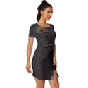 World Map Fitted Knot Split End Bodycon Dress View3