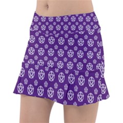 White Pentacle And Purple Pattern Classic Tennis Skirt by cheekywitch