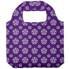 White Pentacle And Purple Pattern Foldable Grocery Recycle Bag by cheekywitch