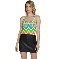 Chevron Pattern Design Texture Flowy Camisole Tie Up Top by Apen