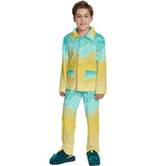 Abstract Background Beach Coast Kids  Long Sleeve Velvet Pajamas Set by anzea