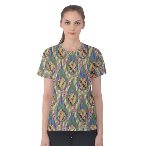Tribal Background Boho Batik Women s Cotton T-shirt by anzea