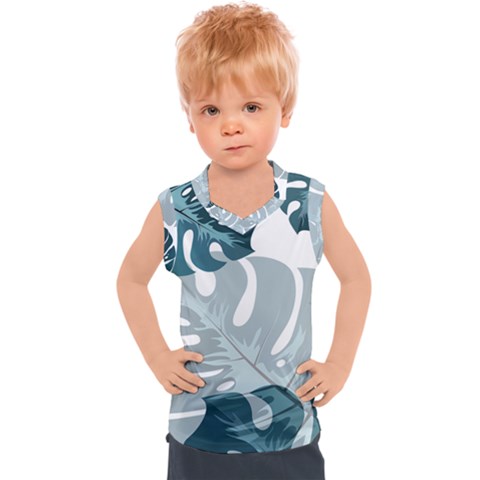 Monstera Leaves Background Kids  Sport Tank Top by anzea