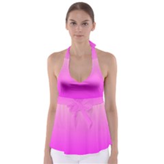 Gradient Pink - Pastel Yellow Pink Rosa Tie Back Tankini Top by 2607694c